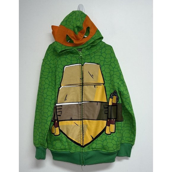 Teenage Mutant Ninja Turtles Boys Michaelangelo hooded Sweatshirt Size M 8 Mask - Picture 1 of 6